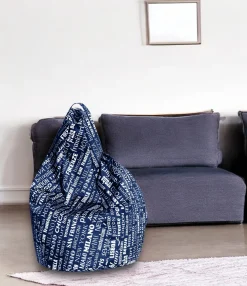 Pouf sacco blu e bianco 80x80x120h cm - Marisa