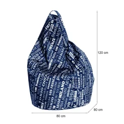 Pouf sacco blu e bianco 80x80x120h cm - Marisa