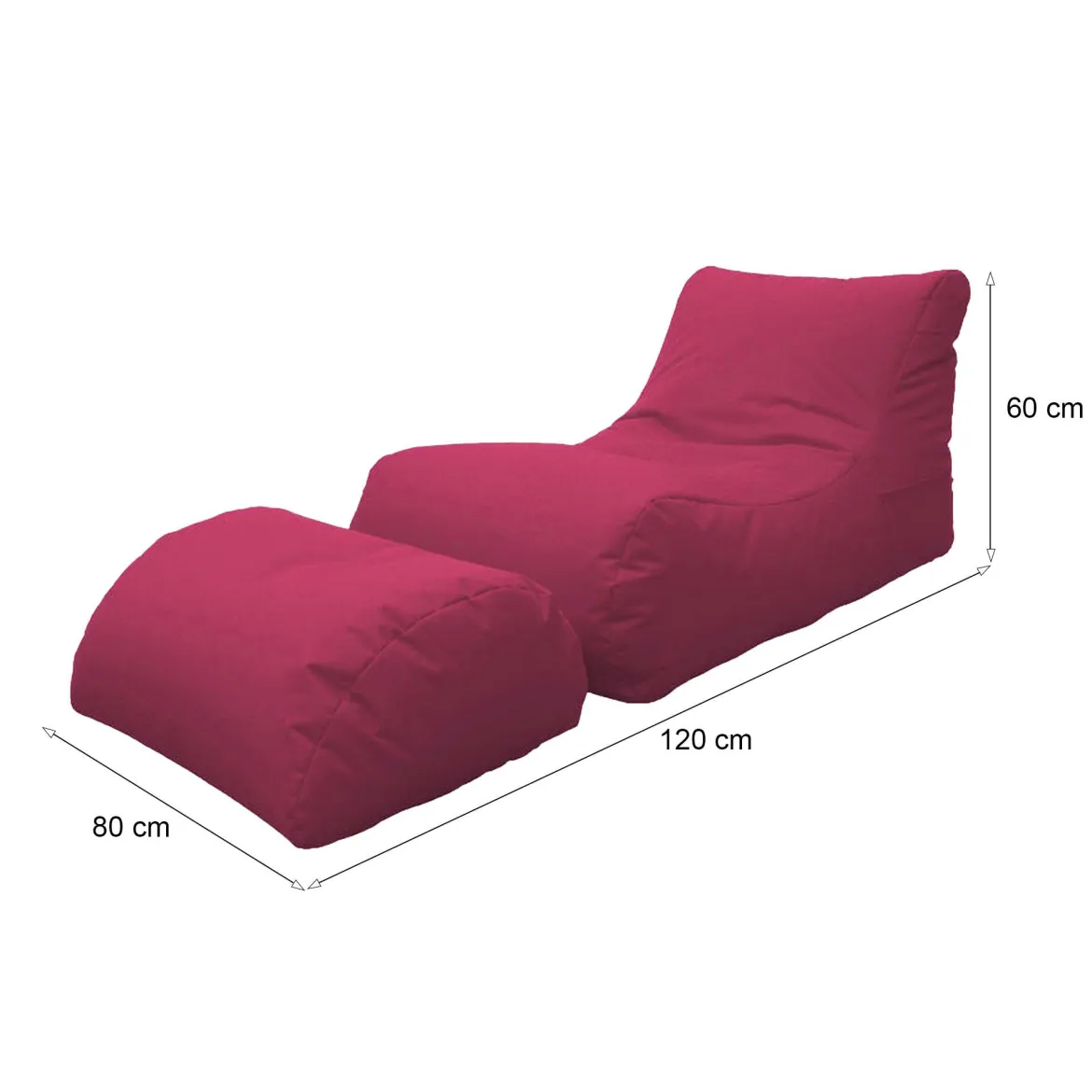 Pouf sacco fucsia 120x80x60h cm - Alton