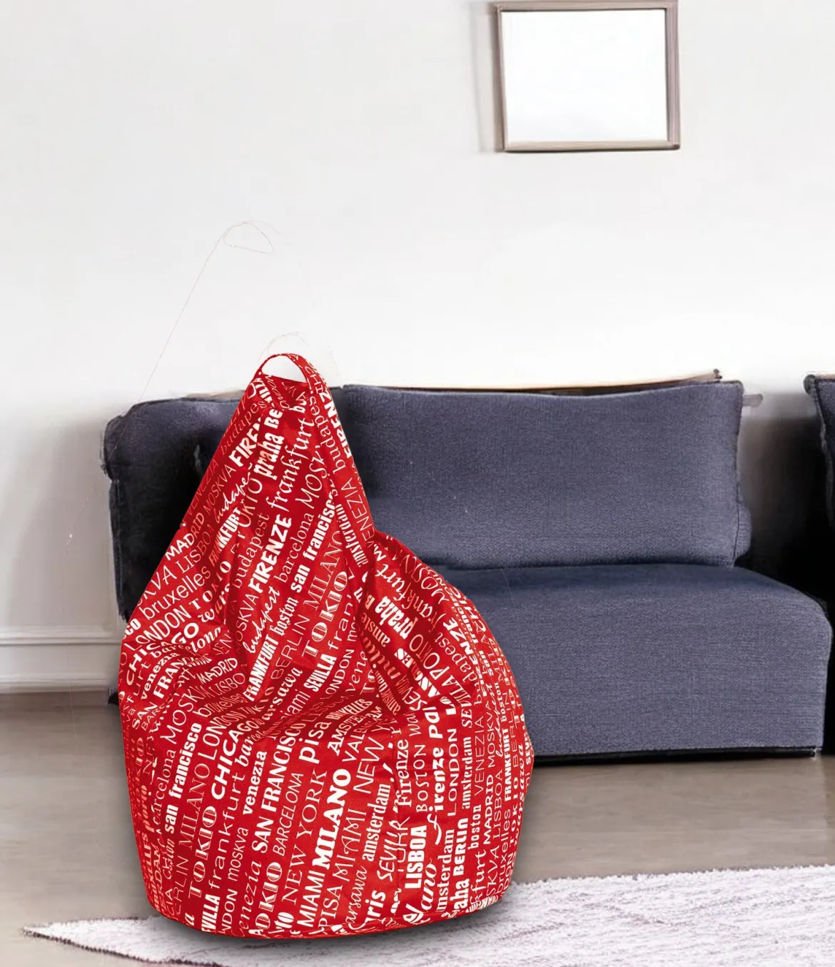 Pouf sacco rosso e bianco 80x80x120h cm - Marisa