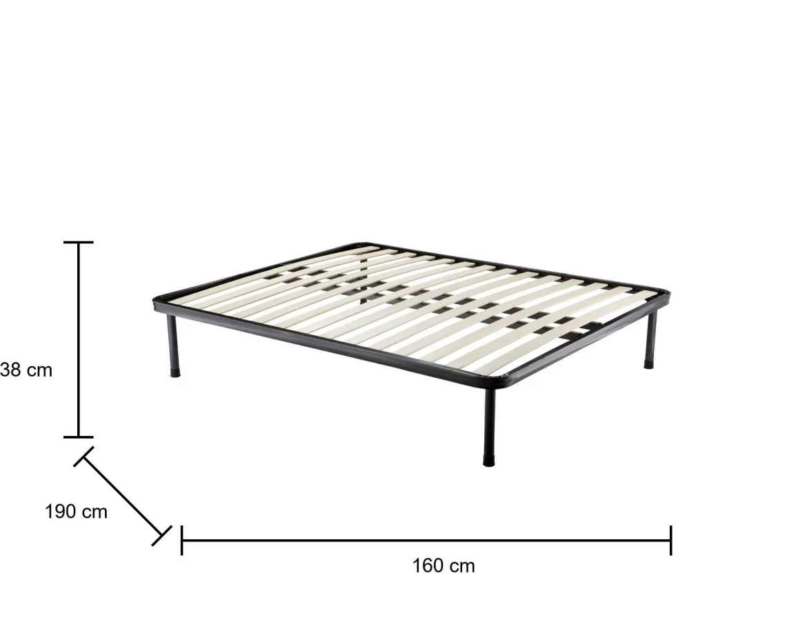 Rete letto matrimoniale Pesci, 100% Made in Italy, 160x190h30 cm