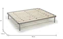 Rete letto piazza e mezza Dabaun, 100% Made in Italy, Cm 120x190h31