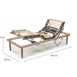 Rete letto singolo Arby, Rete ortopedica reclinabile motorizzata, Cm 80x190h 34