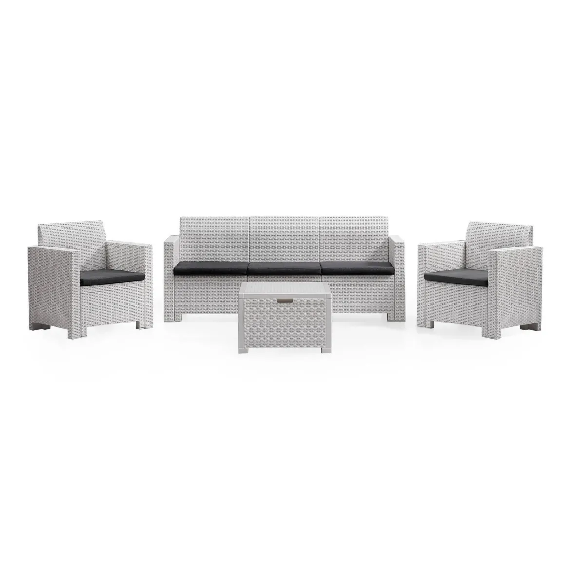 Salotto da cortile poltrone e divano effetto rattan bianco - Admiral