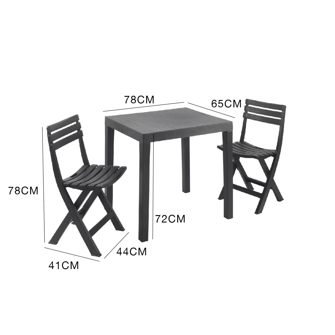 Salotto da esterno economico 2 sedie 1 tavolo antracite - Altar