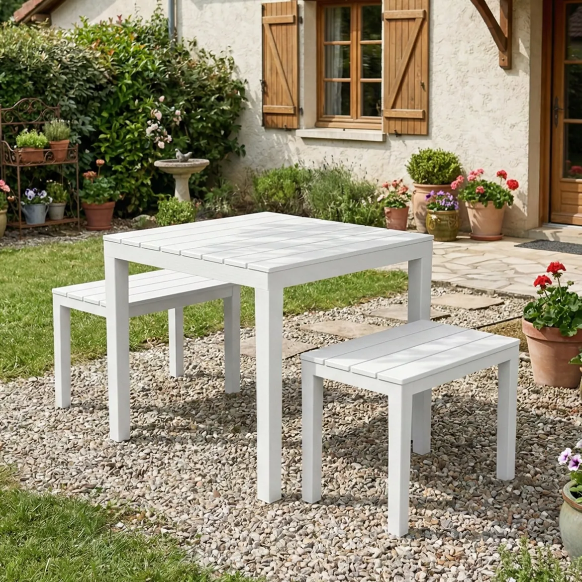 Salotto da esterno panchine bianco - Alambico