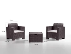 Salotto da esterno poltrone effetto rattan tortora - Gazania