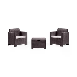 Salotto da esterno poltrone effetto rattan tortora - Gazania