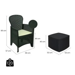 Salotto da esterno 2 poltrone 1 tavolino contenitore antracite - Anny