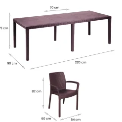Salotto da esterno 4 posti e 1 tavolo effetto rattan marrone - Arret