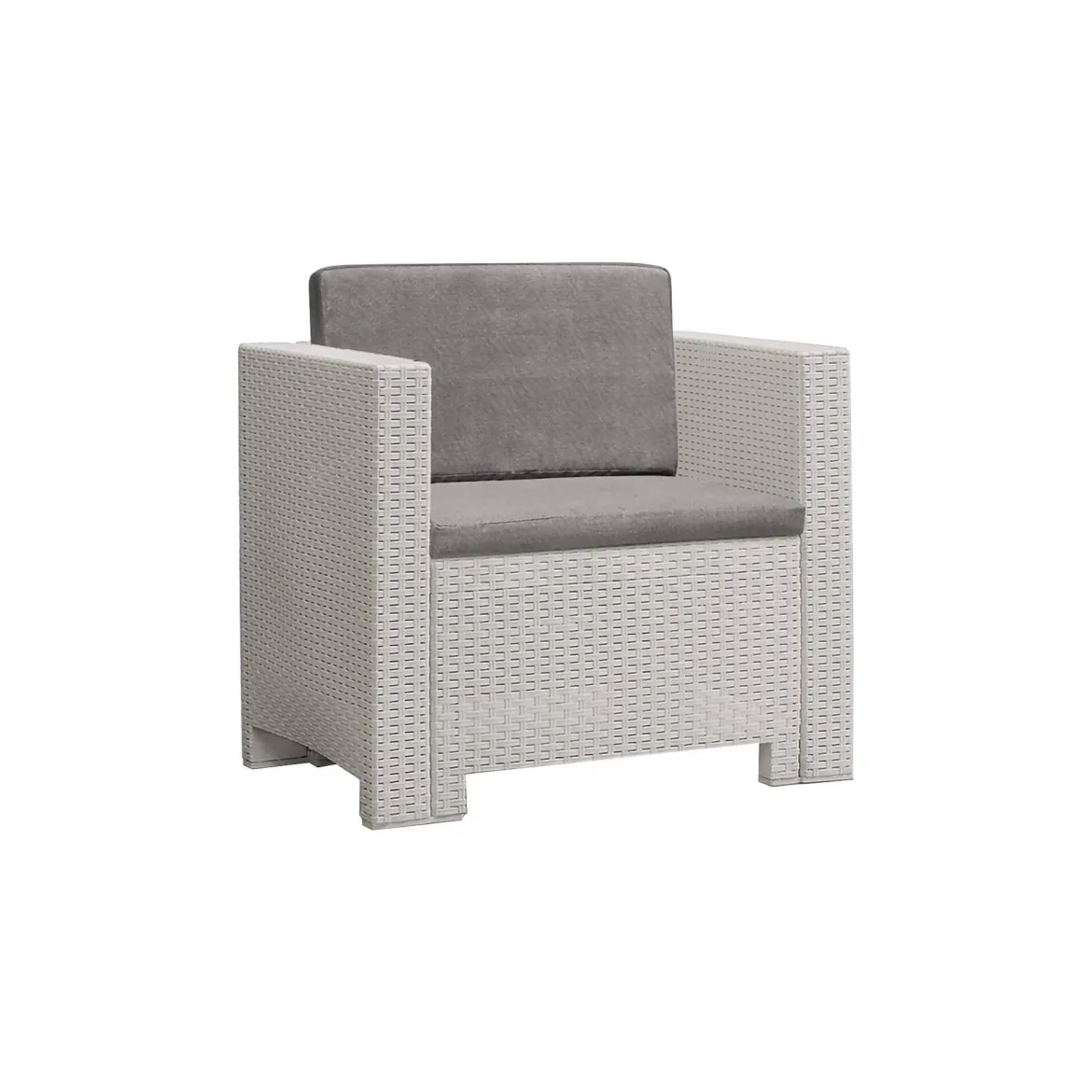 Salotto da esterno 5 posti e 1 tavolo effetto rattan bianco - Somnus