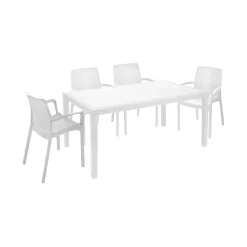 Salotto da giardino 4 posti e 1 tavolo effetto rattan antracite - Asiak