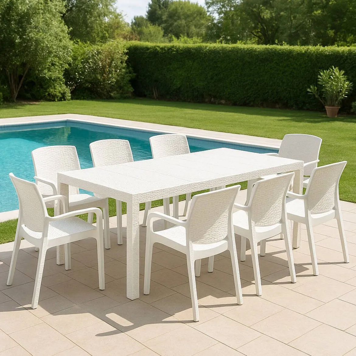 Salotto da giardino sedie effetto rattan bianco - Arret