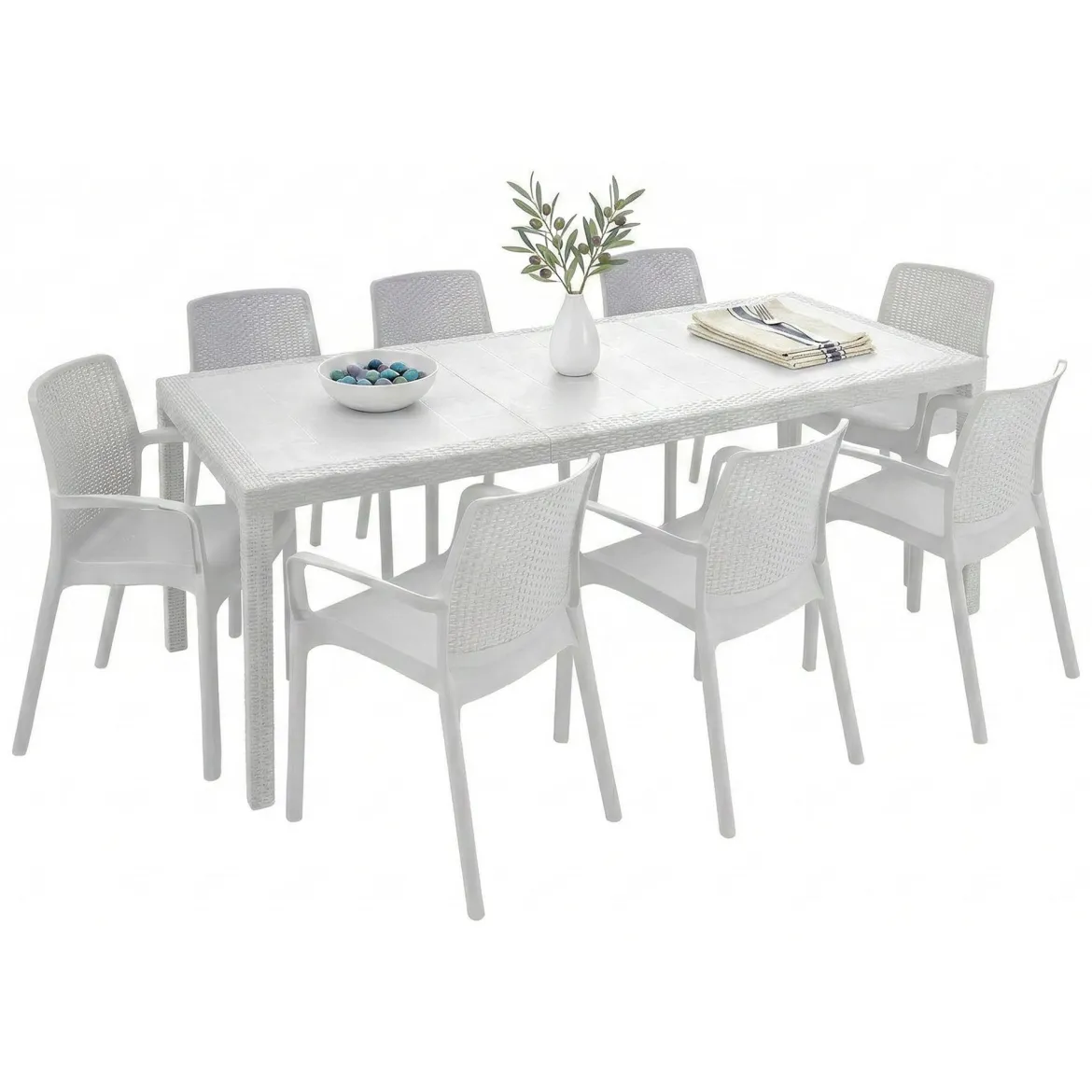 Salotto da giardino sedie effetto rattan bianco - Arret