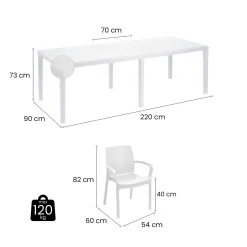 Salotto da giardino sedie effetto rattan bianco - Arret