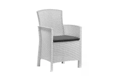 Salotto da terrazza 2 poltrone e 1 divano effetto rattan bianco - Eustachia