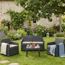 Salotto per cortile poltrone e divano antracite - Atrito