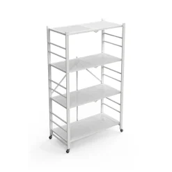 Scaffali Bianco Ruote 4 Ripiani, Peso Supportato 40 kg - Soprana