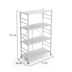 Scaffali Bianco Ruote 4 Ripiani, Peso Supportato 40 kg - Soprana