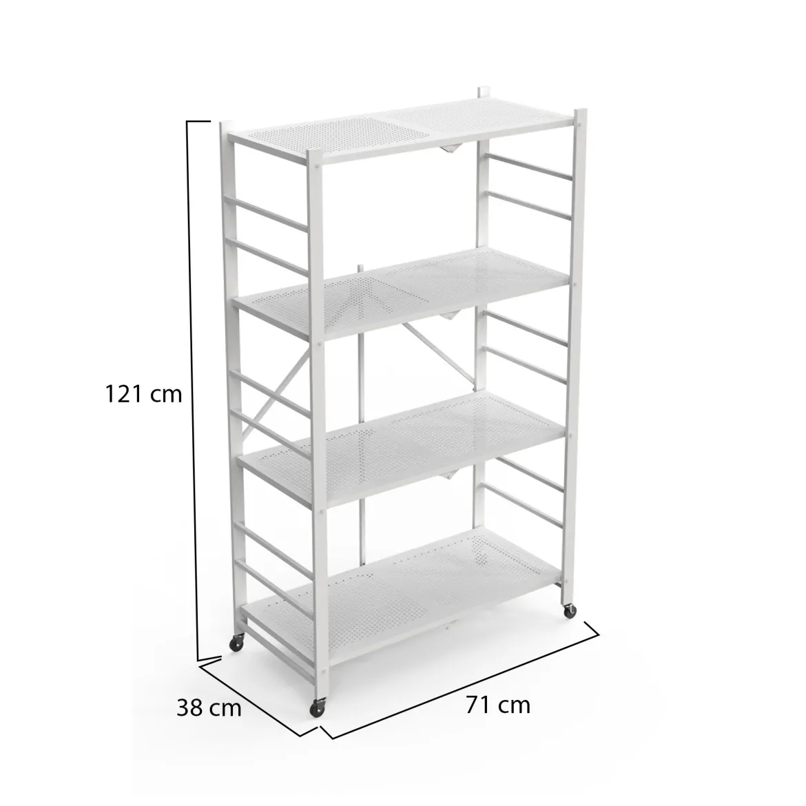 Scaffali Bianco Ruote 4 Ripiani, Peso Supportato 40 kg - Soprana