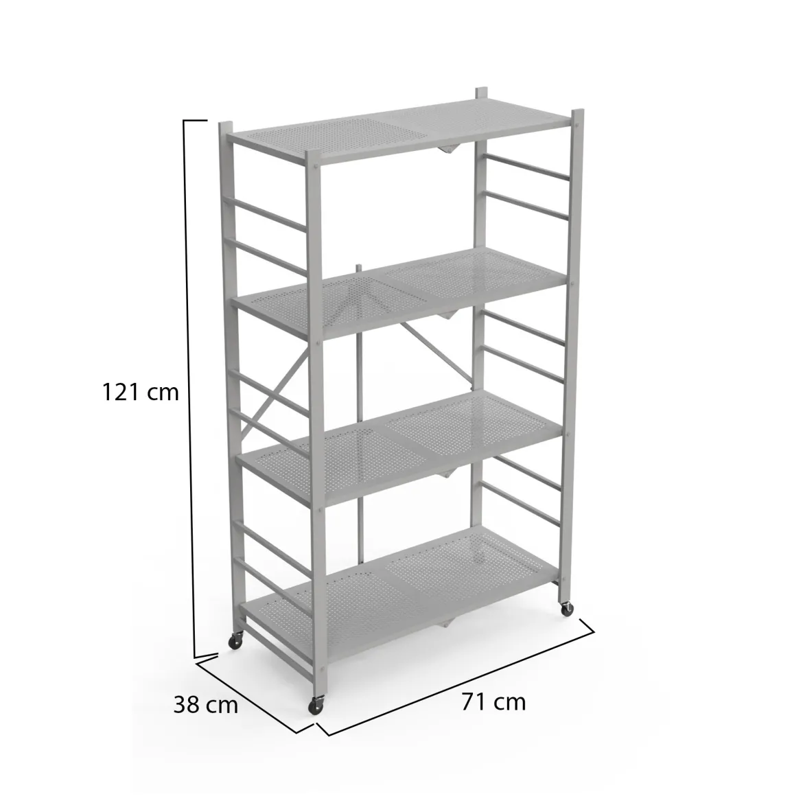 Scaffali Grigio Ruote 4 Ripiani, Peso Supportato 40 kg - Soprana