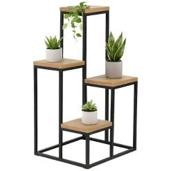 Scaffali Marrone Noce Nero 4 Ripiani Materiale Struttura in Metallo 34x65x39h cm, Colore Struttura Nero - Mompeo