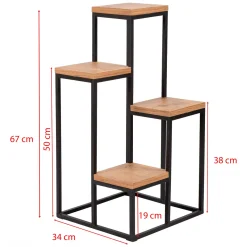 Scaffali Marrone Noce Nero 4 Ripiani Materiale Struttura in Metallo 34x65x39h cm, Colore Struttura Nero - Mompeo