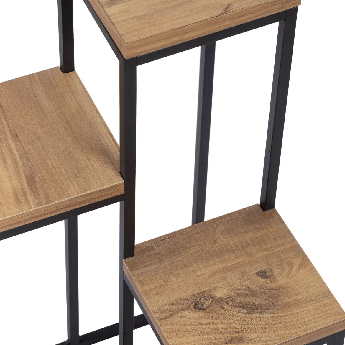 Scaffali Marrone Noce Nero 4 Ripiani Materiale Struttura in Metallo 34x65x39h cm, Colore Struttura Nero - Mompeo