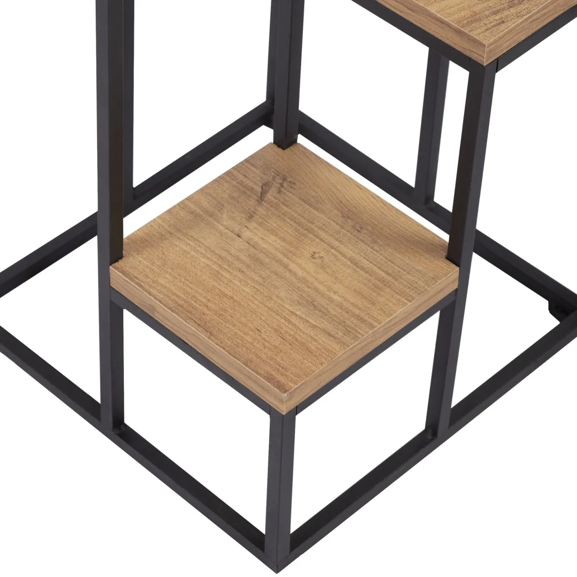Scaffali Marrone Noce Nero 4 Ripiani Materiale Struttura in Metallo 34x65x39h cm, Colore Struttura Nero - Mompeo