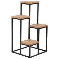 Scaffali Marrone Noce Nero 4 Ripiani Materiale Struttura in Metallo 34x65x39h cm, Colore Struttura Nero - Mompeo