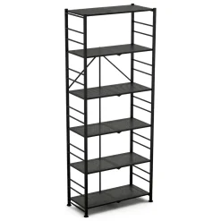 Scaffali Nero Antracite 6 Ripiani Richiudibile 71x38x190h cm, Peso Supportato 40 kg - Ficulle