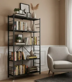 Scaffali Nero 5 Ripiani Peso Supportato 40 kg, - Minori