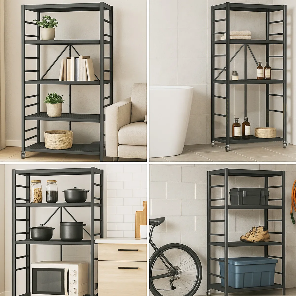 Scaffali Nero 5 Ripiani Peso Supportato 40 kg, - Minori