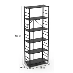 Scaffali Nero 6 Ripiani Peso Supportato 40 kg, - Ficulle