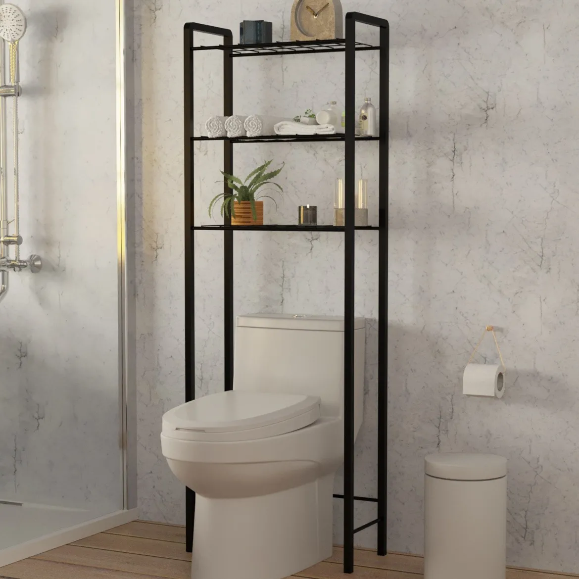 Scaffali Nero 3 Ripiani 52x24x150h cm, - Maniace