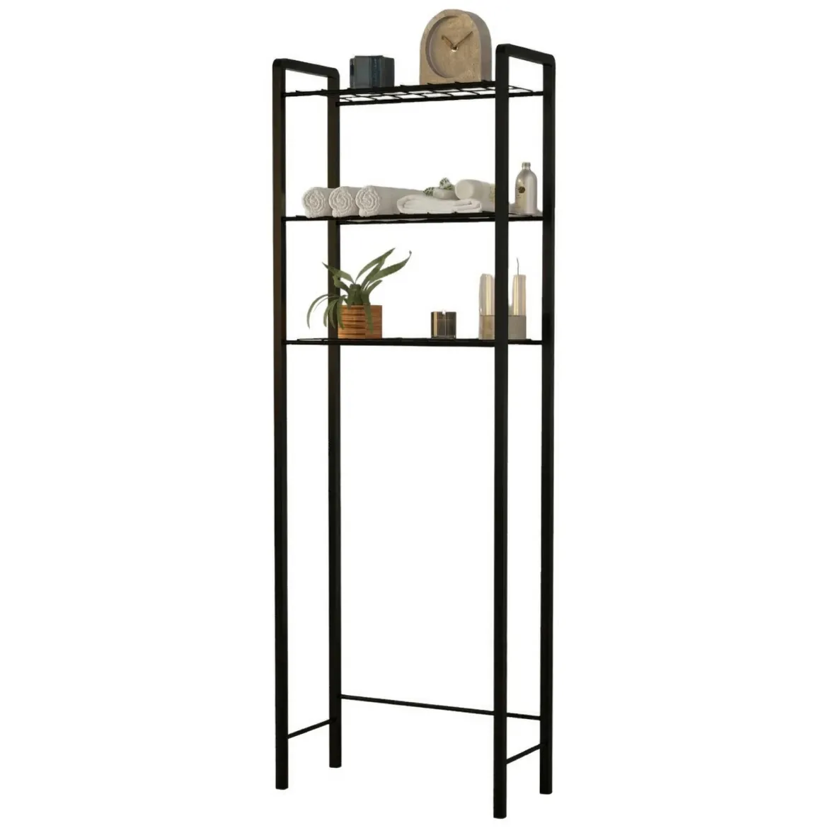 Scaffali Nero 3 Ripiani 52x24x150h cm, - Maniace