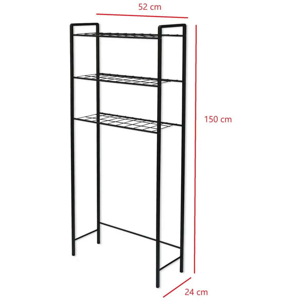 Scaffali Nero 3 Ripiani 52x24x150h cm, - Maniace
