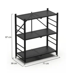 Scaffali Nero Ruote 3 Ripiani, Peso Supportato 40 kg - Cossato