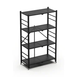 Scaffali Nero Ruote 4 Ripiani, Peso Supportato 40 kg - Soprana