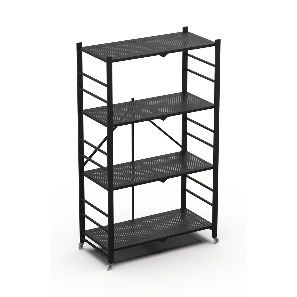 Scaffali Nero Ruote 4 Ripiani, Peso Supportato 40 kg - Soprana