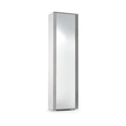 Scarpiera alta bianca e cemento 50x182h cm con specchio - Asiago