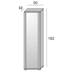 Scarpiera alta bianca e cemento 50x182h cm con specchio - Asiago