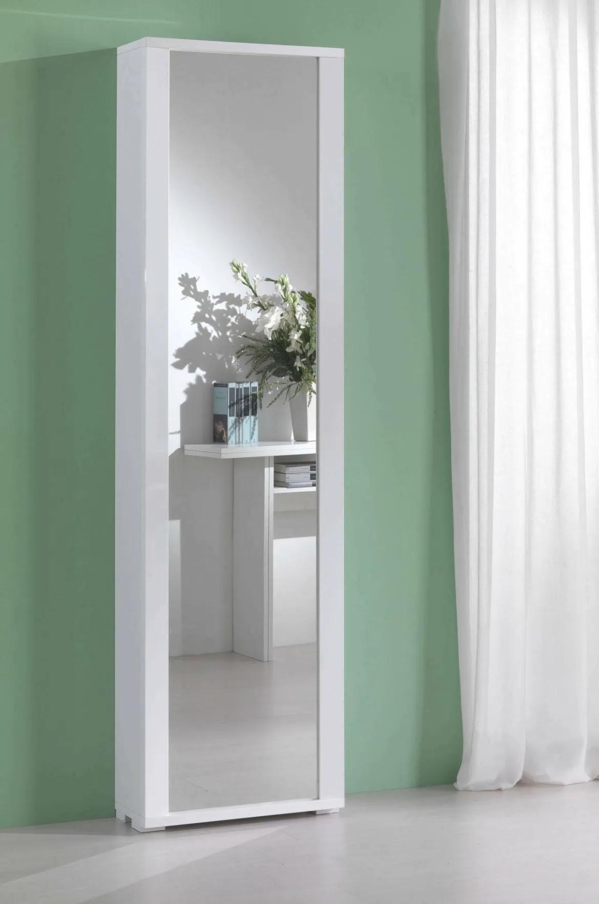 Scarpiera alta bianca 50x182h cm anta a specchio - Asiago