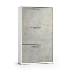 Scarpiera 3 ante bianca e cemento 67x112h cm - Axinite