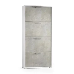 Scarpiera 4 ante bianca e cemento 67x147h cm - Adeindein