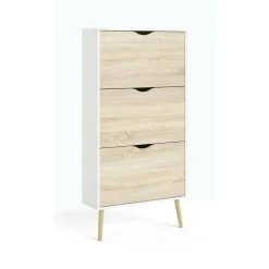 Scarpiera 3 ante bianca e quercia 70x138h cm - Arnoldo