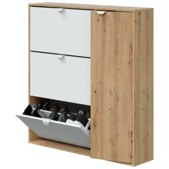 Scarpiera 4 ante bianca e rovere 67x147h cm - Adeindein