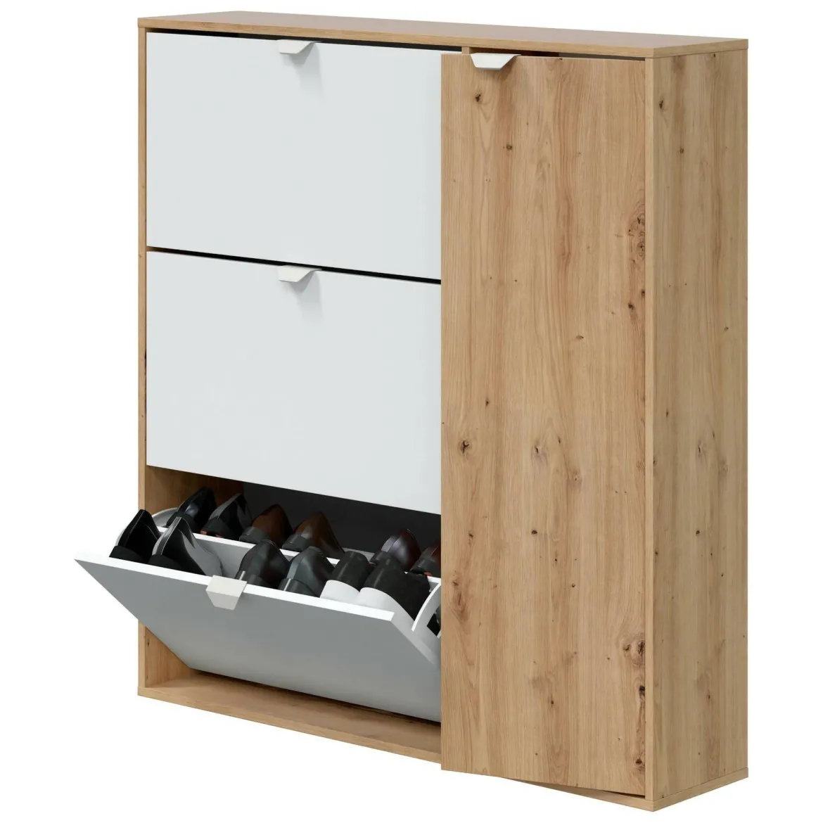 Scarpiera 4 ante bianca e rovere 67x147h cm - Adeindein