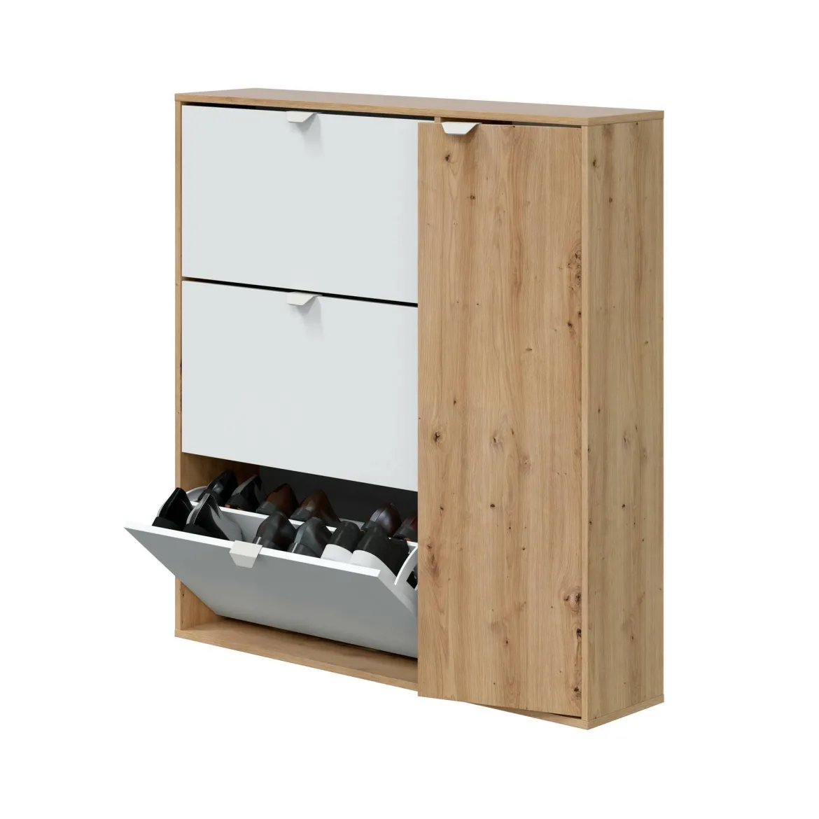 Scarpiera 4 ante bianca e rovere 67x147h cm - Adeindein