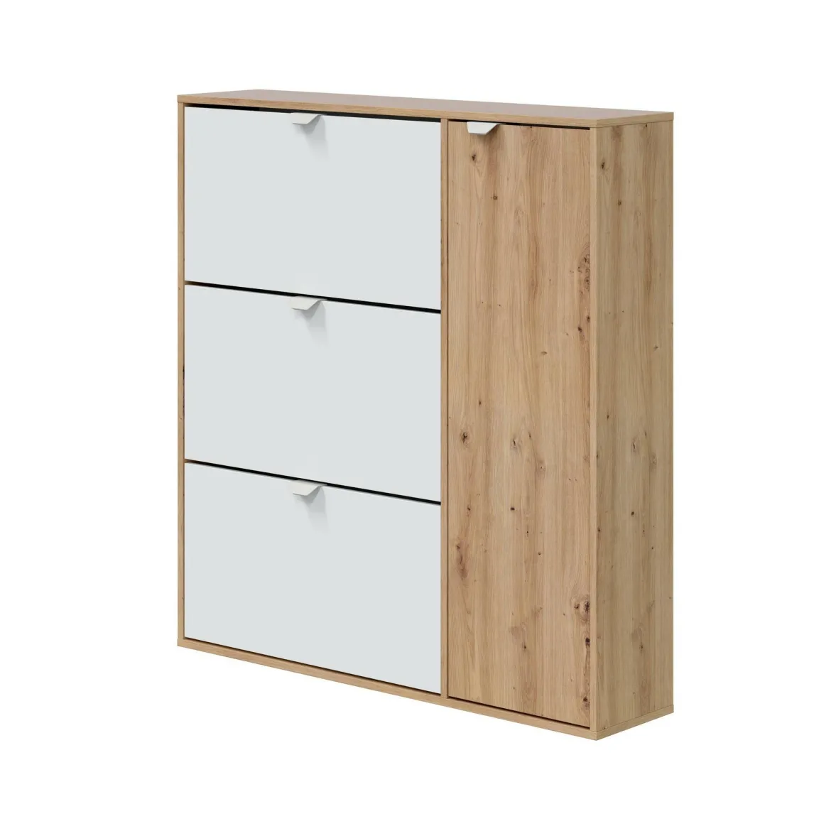 Scarpiera 4 ante bianca e rovere 67x147h cm - Adeindein
